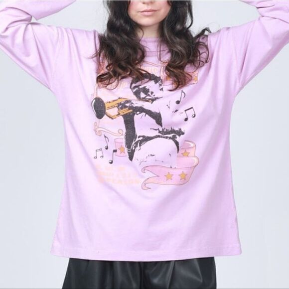 NWOT Midnight Rider Miles Davis In Concert Long Sleeve Oversized Tunic Tee XS - Picture 1 of 13